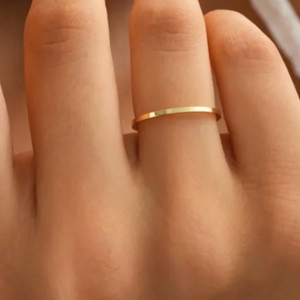 14k Yellow Gold filled flat Stackable 2mm Wedding engagement Band